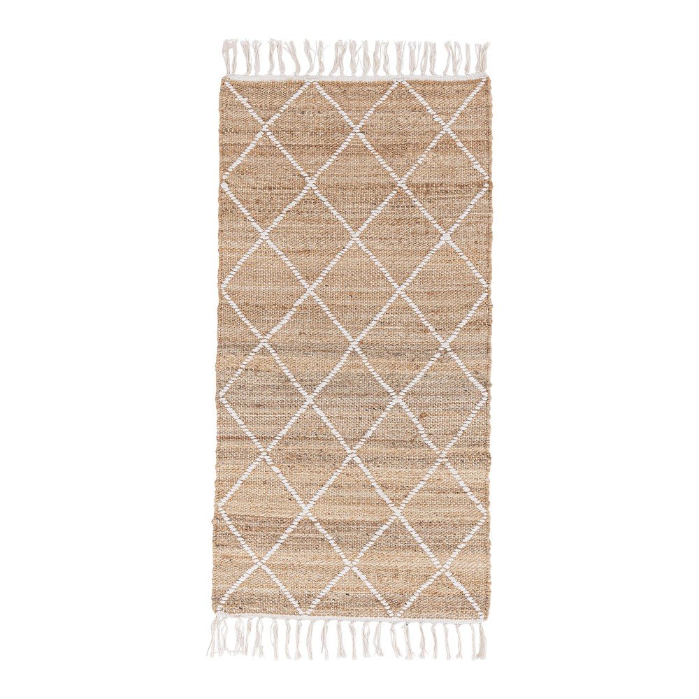 Covor alb/în culoare naturală țesut manual din iută 70x140 cm Shaila – Bizzotto