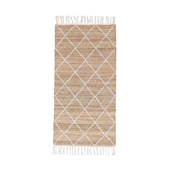 Covor alb/în culoare naturală țesut manual din iută 70x140 cm Shaila – Bizzotto