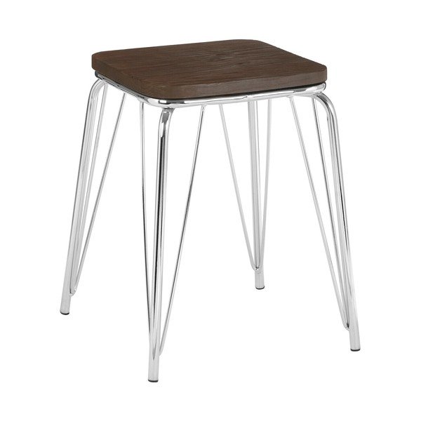 Scaun tip taburet argintiu/în culoare naturală din lemn de ulm District – Premier Housewares