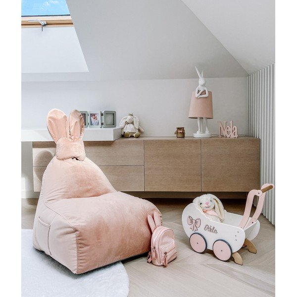 Fotoliu puf pentru copii roz deschis Funny Bunny – The Brooklyn Kids-image-1