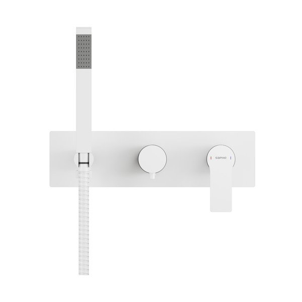 Baterie albă pentru duș încastrată (3 ieșiri) Pax – Sapho