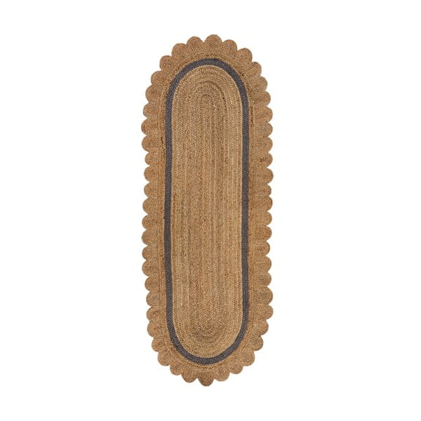 Covor tip traversă gri/în culoare naturală țesut manual din iută 80x230 cm Grace Grey – Flair Rugs