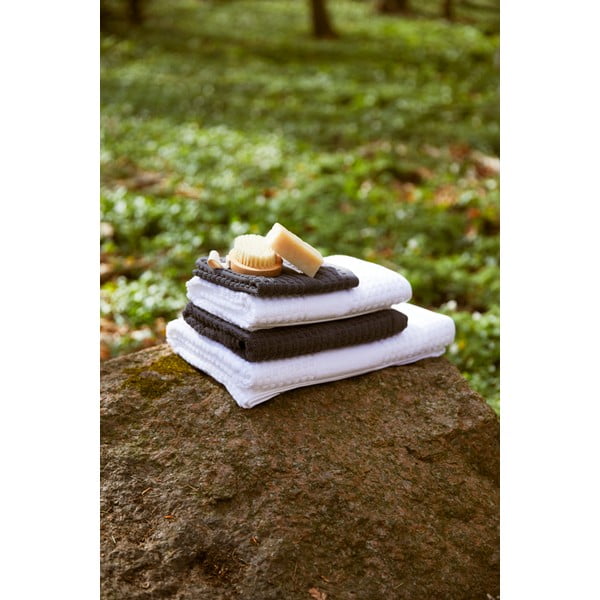 Prosop alb din bumbac organic din frotir 50x100 cm Check – JUNA-image-1