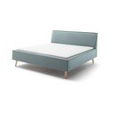 Pat matrimonial albastru/gri tapițat cu spațiu de depozitare cu somieră 160x200 cm Frieda – Meise Möbel