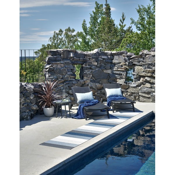 Covor tip traversă pentru interior și exterior albastru/crem 70x300 cm Molly Ocean Grey – Pappelina-image-1