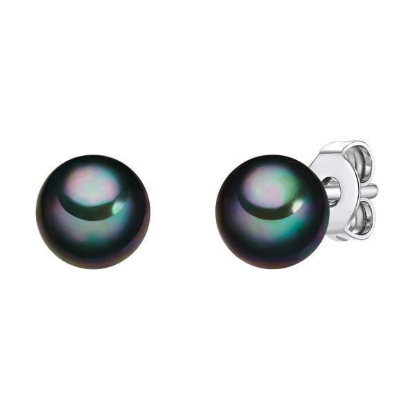 Cercei cu perle negru antracit Perldesse Muschel, ⌀ 6 mm