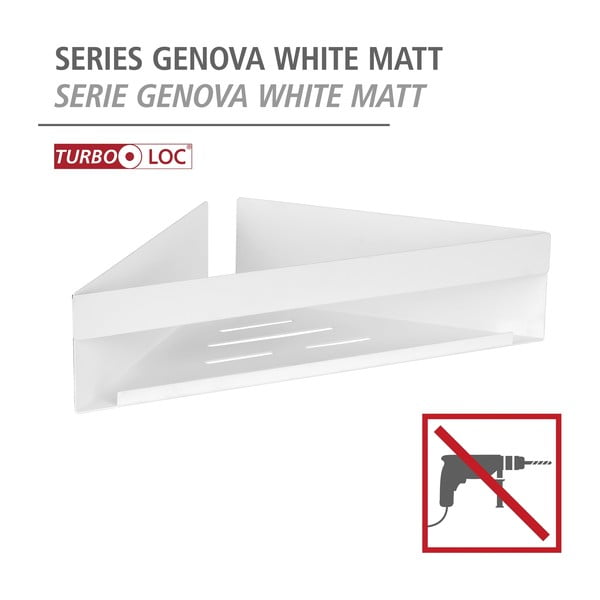 Raft pentru baie alb mat autoadeziv, pentru colț cu Turbo-Loc din oțel inoxidabil Genova – Wenko-image-4