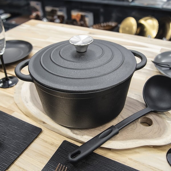 Oală cu capac din fontă 4 l adecvată pentru plita cu inducție LITINA – Orion-image-2