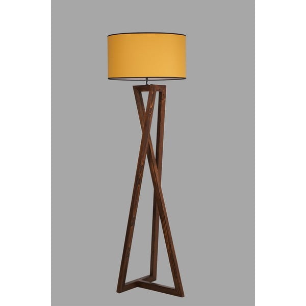 Lampadar galben muștar/maro cu abajur textil (înălțime 149 cm) Maçka – Opviq lights-image-2