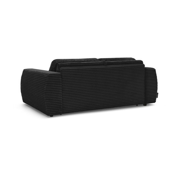 Canapea neagră pentru dormitul zilnic/extensibilă cu tapițerie din catifea reiată  240 cm Hugo – Bobochic Paris-image-4