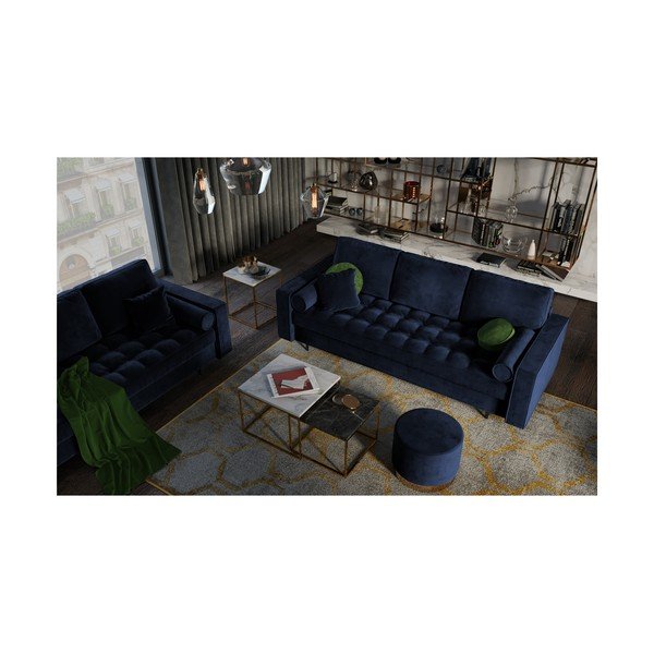 Canapea extensibilă din catifea Milo Casa Santo, albastru-image-1