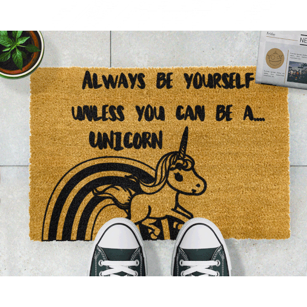 Covoraș intrare din fibre de cocos Artsy Doormats Unicorn, 40 x 60 cm-image-2