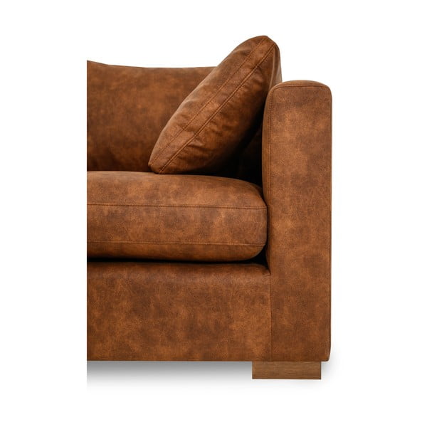 Colțar maro coniac cu tapițerie din imitație de piele (cu colț pe partea stângă ) Hamburg – Scandic-image-4