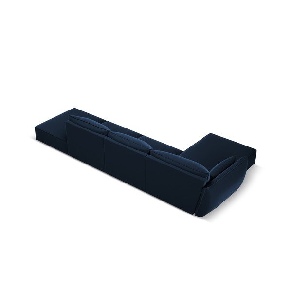 Colțar albastru închis cu tapițerie din catifea (cu colț pe partea stângă, cu șezlong) Vanda – Mazzini Sofas-image-3