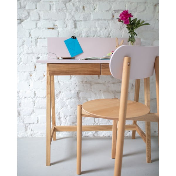 Birou cu bază din lemn de frasin Ragaba Luka, lungime 85 cm, gri-image-4