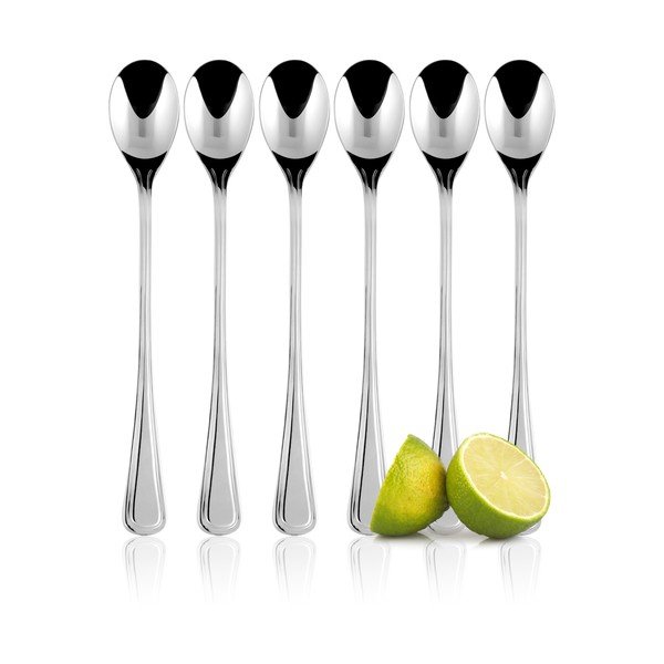 Set de linguri lungi argintiu din oțel inoxidabil 6 buc. pentru 6 persoane London – Kulig
