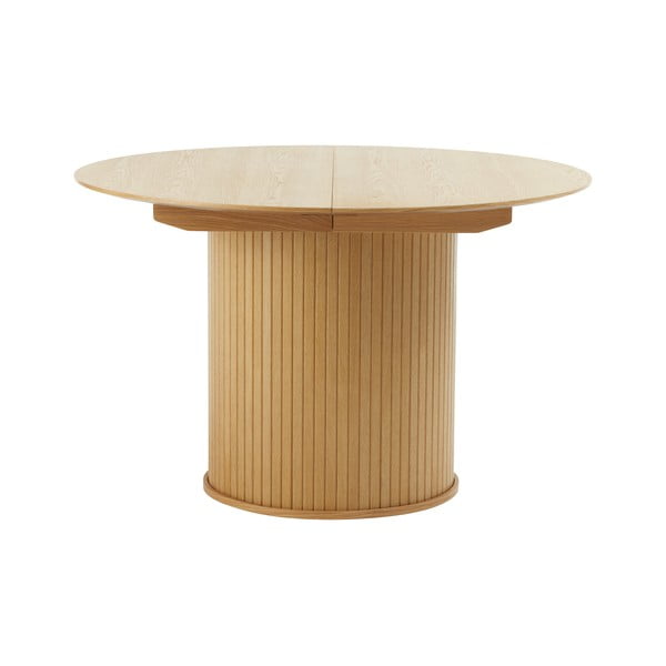 Masă de dining rotundă extensibilă cu aspect de lemn de stejar ø 120 cm Nola – Unique Furniture
