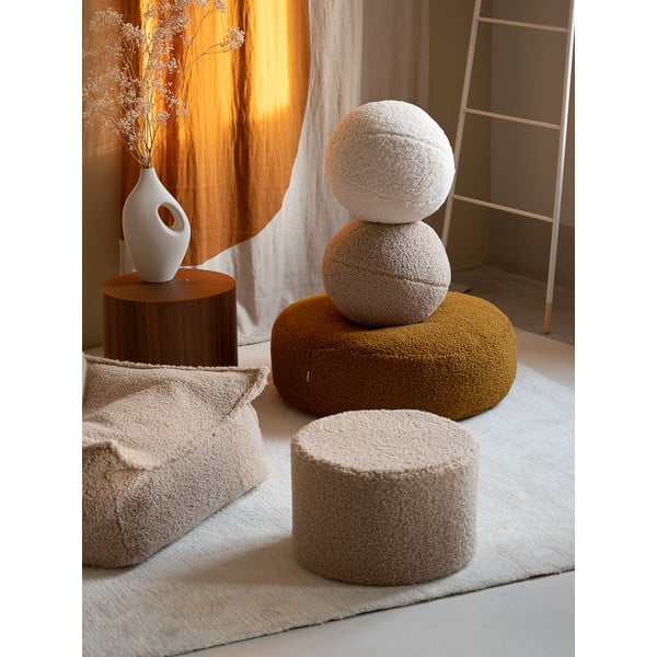 Fotoliu puf pentru copii maro cu tapițerie din țesătură bouclé Round – Wigiwama-image-4