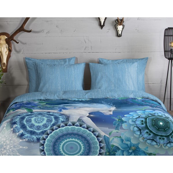 Lenjerie de pat albastră din flanelă pentru pat de o persoană 140x200 cm Lumi – HIP-image-2