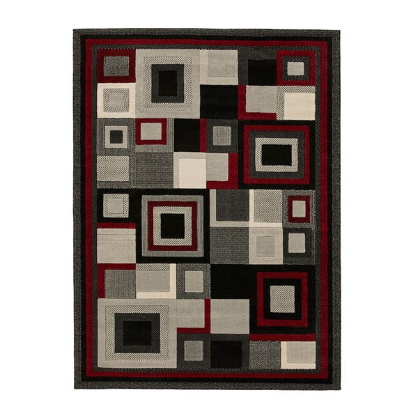 Covor Think Rugs Hudson, 60 x 220 cm, negru - roșu