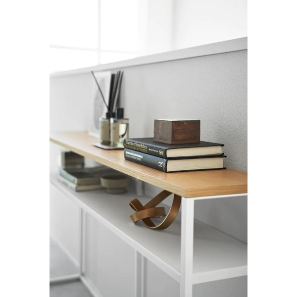 Masă consolă albă/maro deschis cu aspect de lemn de frasin 20,5x126 cm Tower – YAMAZAKI-image-4