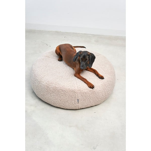 Pat  bej pentru câini din material bouclé ø 90 cm Senso Pouffe Greige M/L – MiaCara-image-3