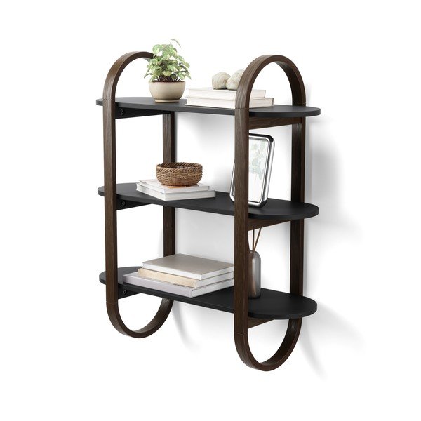 Raft negru/în culoare naturală etajat cu aspect de lemn de nuc Bellwood – Umbra-image-4