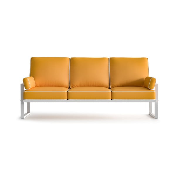 Canapea cu 3 locuri și margini albe, pentru exterior Marie Claire Home Angie, galben