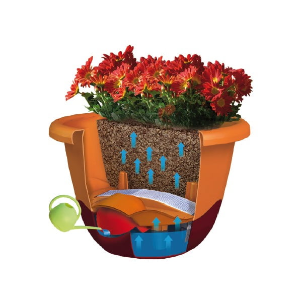 Ghiveci de agățat cu sistem de auto-irigare Plastia Mareta, lungime 25, alb-bej-image-2