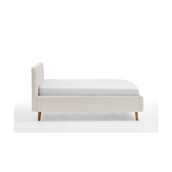 Pat matrimonial alb tapițat cu spațiu de depozitare cu somieră 140x200 cm Mattis – Meise Möbel-image-4