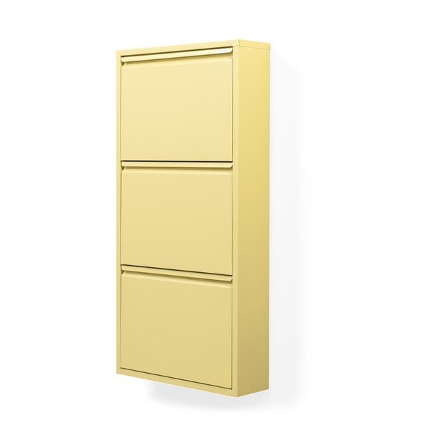 Pantofar galben deschis cu deschidere înclinată/suspendat din oțel 50x103x15 cm Billy – Spinder Design