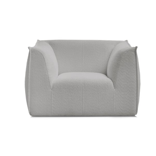 Fotoliu gri deschis cu tapițerie din țesătură bouclé Giorgia – Bobochic Paris-image-3