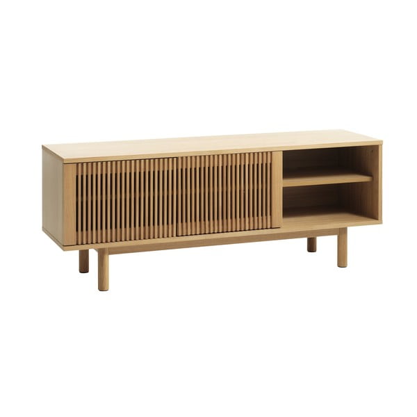 Comodă TV în culoare naturală cu aspect de lemn de stejar 143x55 cm Tiber – Unique Furniture-image-2