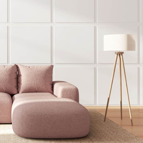 Colțar roz cu tapițerie din țesătură bouclé (cu colț pe partea dreaptă, cu șezlong) Monce – Rodier-image-3