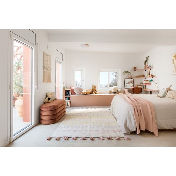 Covor pentru copii roz/crem lavabil/țesut manual din bumbac 120x160 cm Azteca Vintage Nude – Lorena Canals-image-1