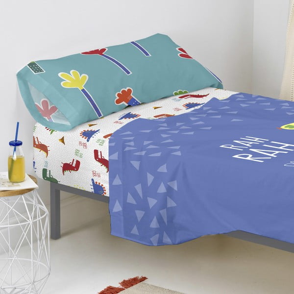 Cearșaf din bumbac pentru copii Moshi Moshi Funnysaurus, 90 x 200 cm-image-1