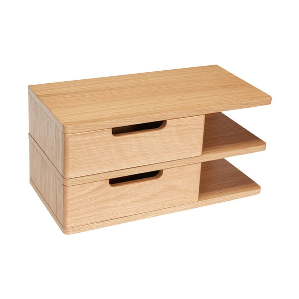 Noptieră în culoare naturală suspendată/cu rafturi cu aspect de lemn de stejar Öppen – Hübsch-image-3