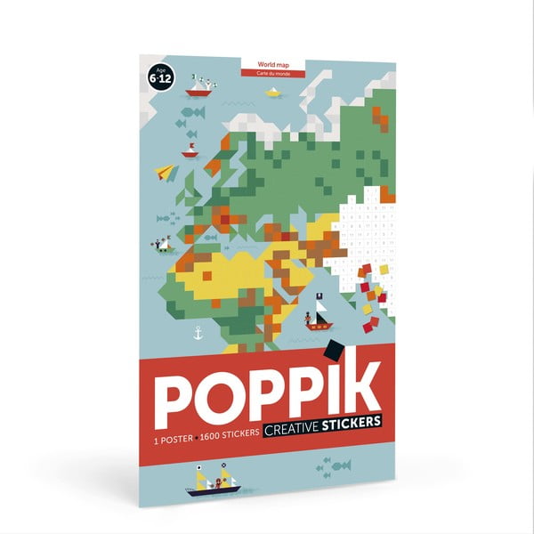 Poster cu stickere Poppik „Harta lumii”