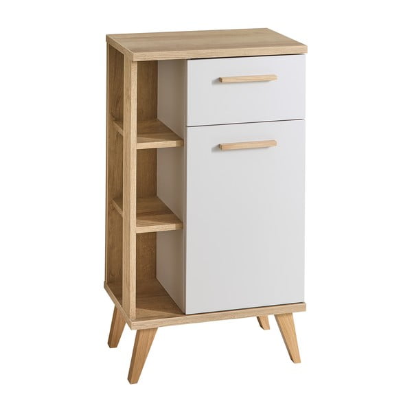 Dulap de baie crem-în culoare naturală jos cu aspect de lemn de stejar 50,5x89,5 cm Quickset 966 – Pelipal