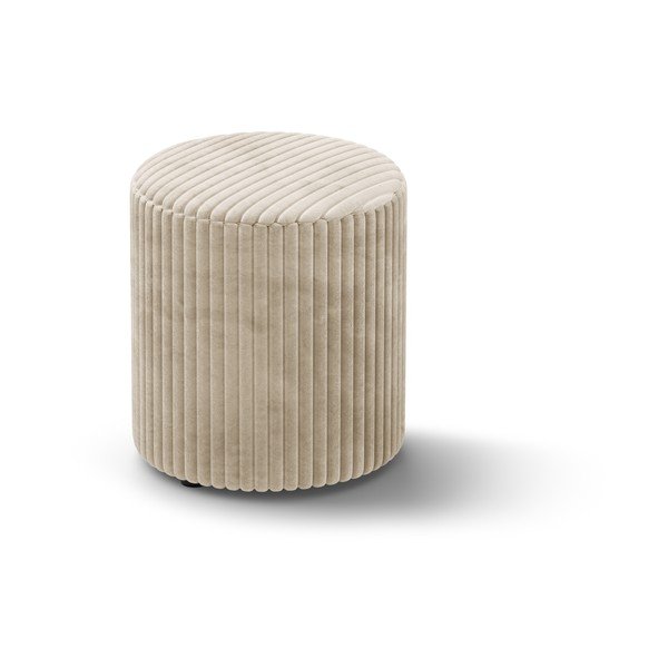 Taburet bej cu tapițerie din catifea reiată Dia – Micadoni 