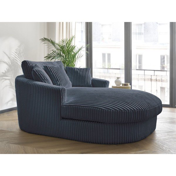 Fotoliu albastru închis cu tapițerie din catifea reiată Belem – Bobochic Paris-image-1