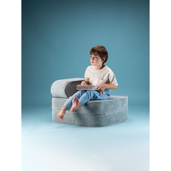 Fotoliu de copii verde mentă cu tapițerie din catifea reiată Flip – Wigiwama-image-3