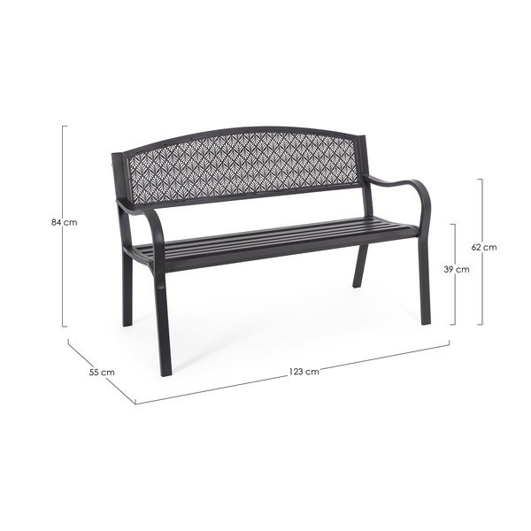 Bancă de grădină gri antracit din metal Lizette – Bizzotto-image-4