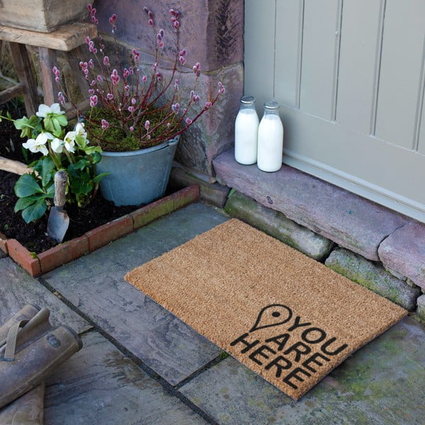 Covoraș de intrare din fibre de nucă de cocos 40x60 cm You Are Here – Artsy Doormats-image-3