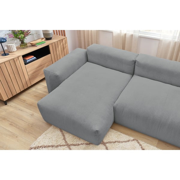 Colțar din catifea reiată gri deschis (colț stânga) Lafayette - Bobochic Paris-image-1