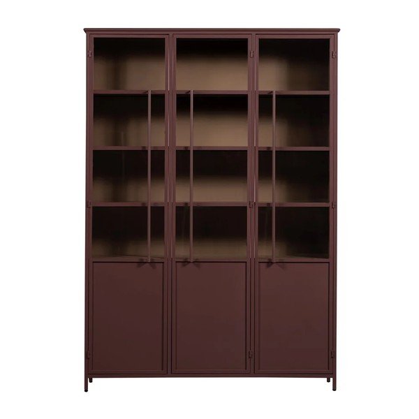 Vitrină burgundy din metal 140x200x42 cm Exhibit – WOOOD