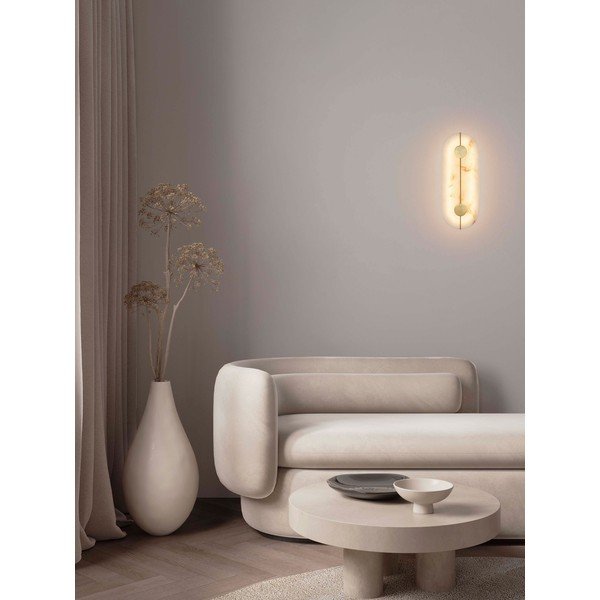 Aplică de perete crem/alămie LED cu aspect de piatră Aider – Nova Luce-image-1