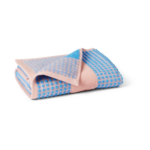 Prosop albastru/roz din bumbac organic din frotir 50x100 cm Check – JUNA-image-2