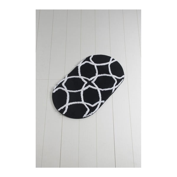 Covor baie Waves Hexagon, 100 x 60 cm, negru - alb