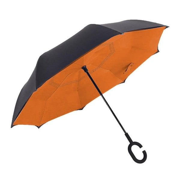 Umbrelă reversibilă Ambiance Tangerine, ⌀ 110 cm, negru-portocaliu